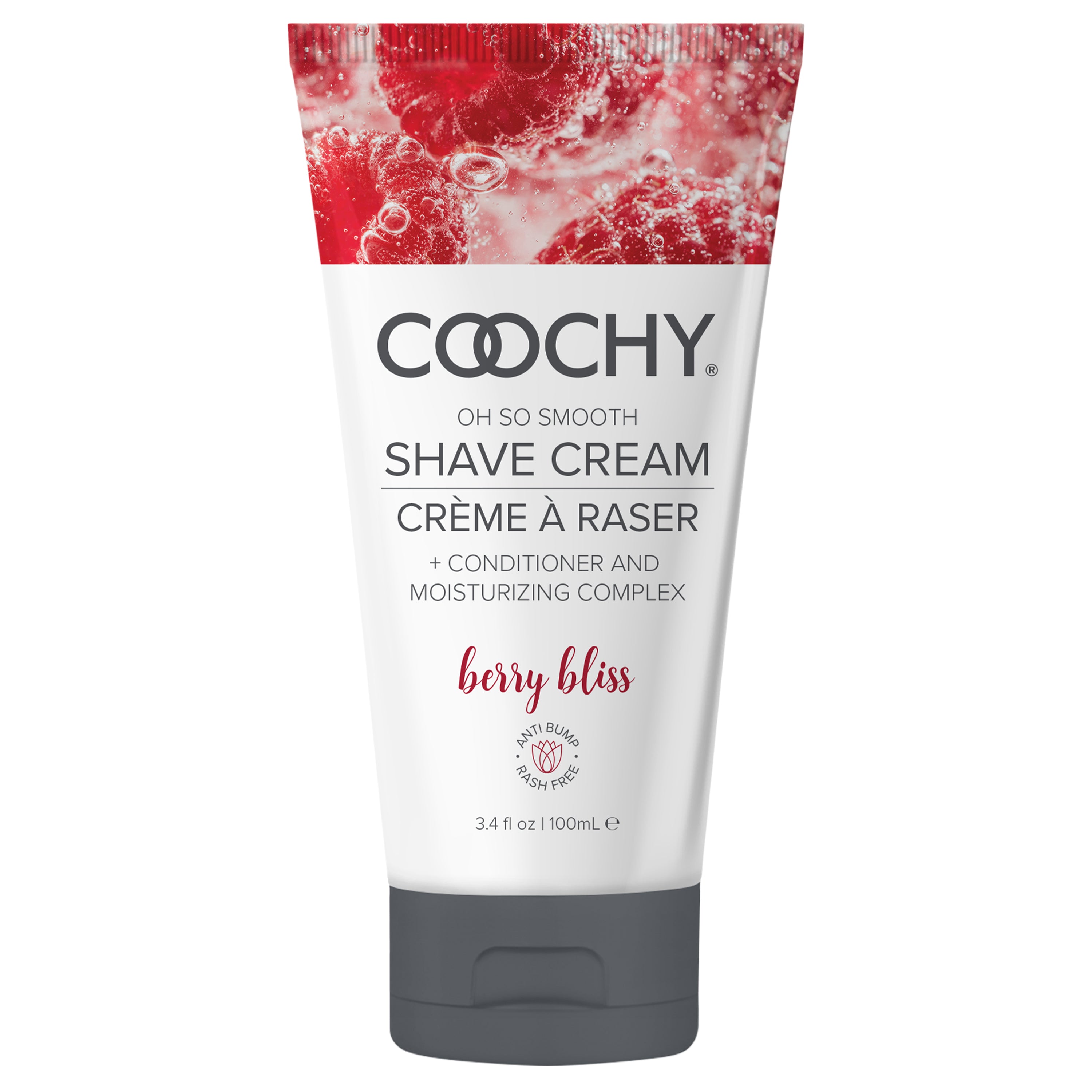 COOCHY berry bliss shave cream tube on a white background